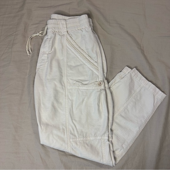 Anthropologie Cream Cargo Jogger Pants - Picture 2 of 8